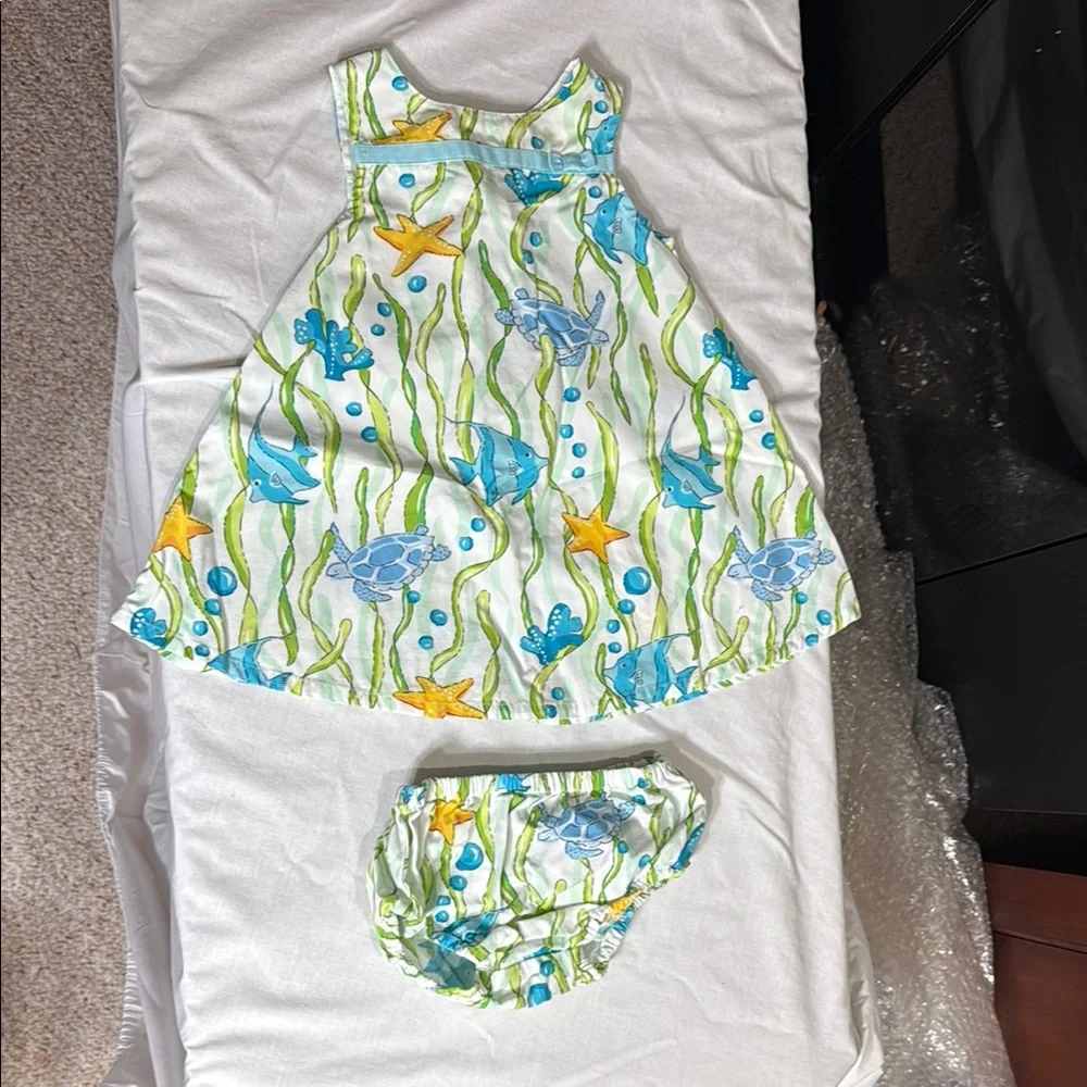 Gymboree Sea Life Dress and Diaper Cover Set - Blue, Green, Yellow